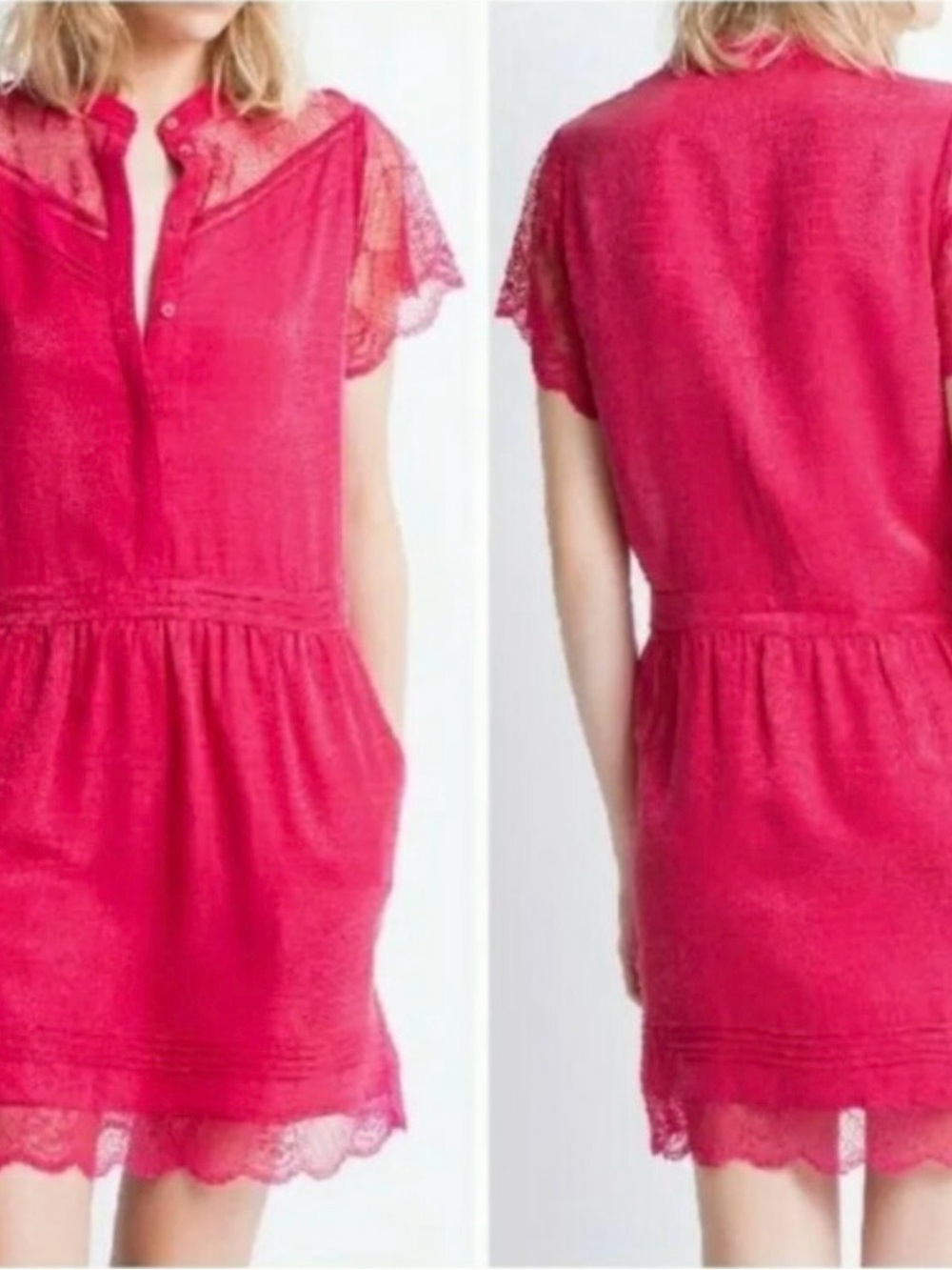Zadig & Voltaire Red Lace-Trim Short Dress